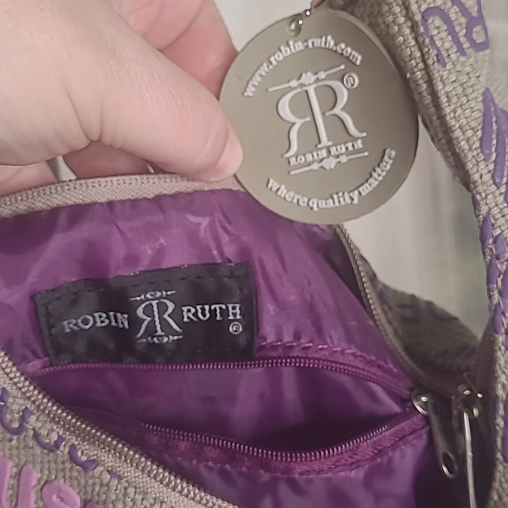 Robin Ruth canvas purple Brussels travel souvenir shoulder tote bag